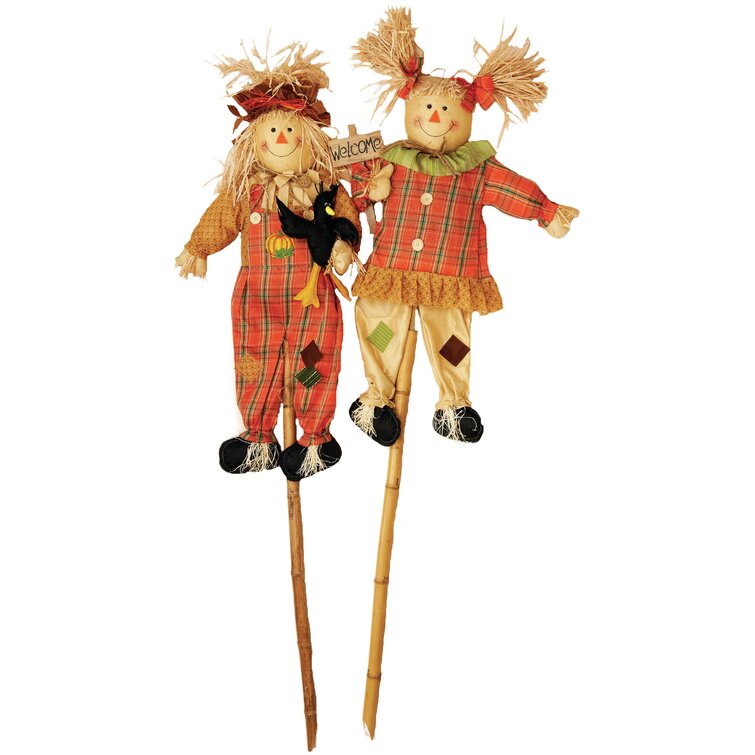 The Holiday Aisle® 2 Piece Scarecrow on Pole Garden Stake Set